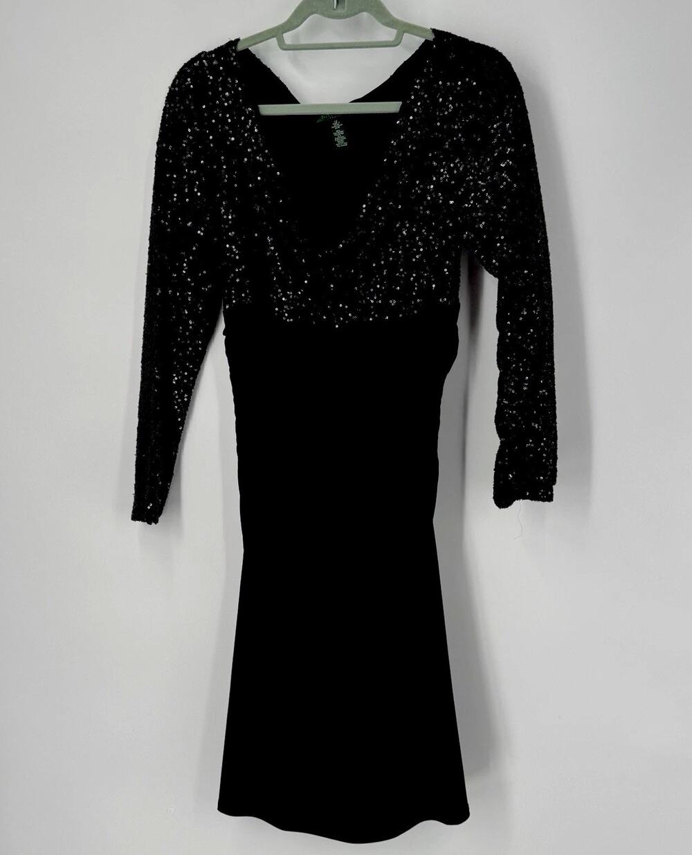 Lauren Ralph Lauren Dress Evening Sequin Black Body Con Dress Size 12
